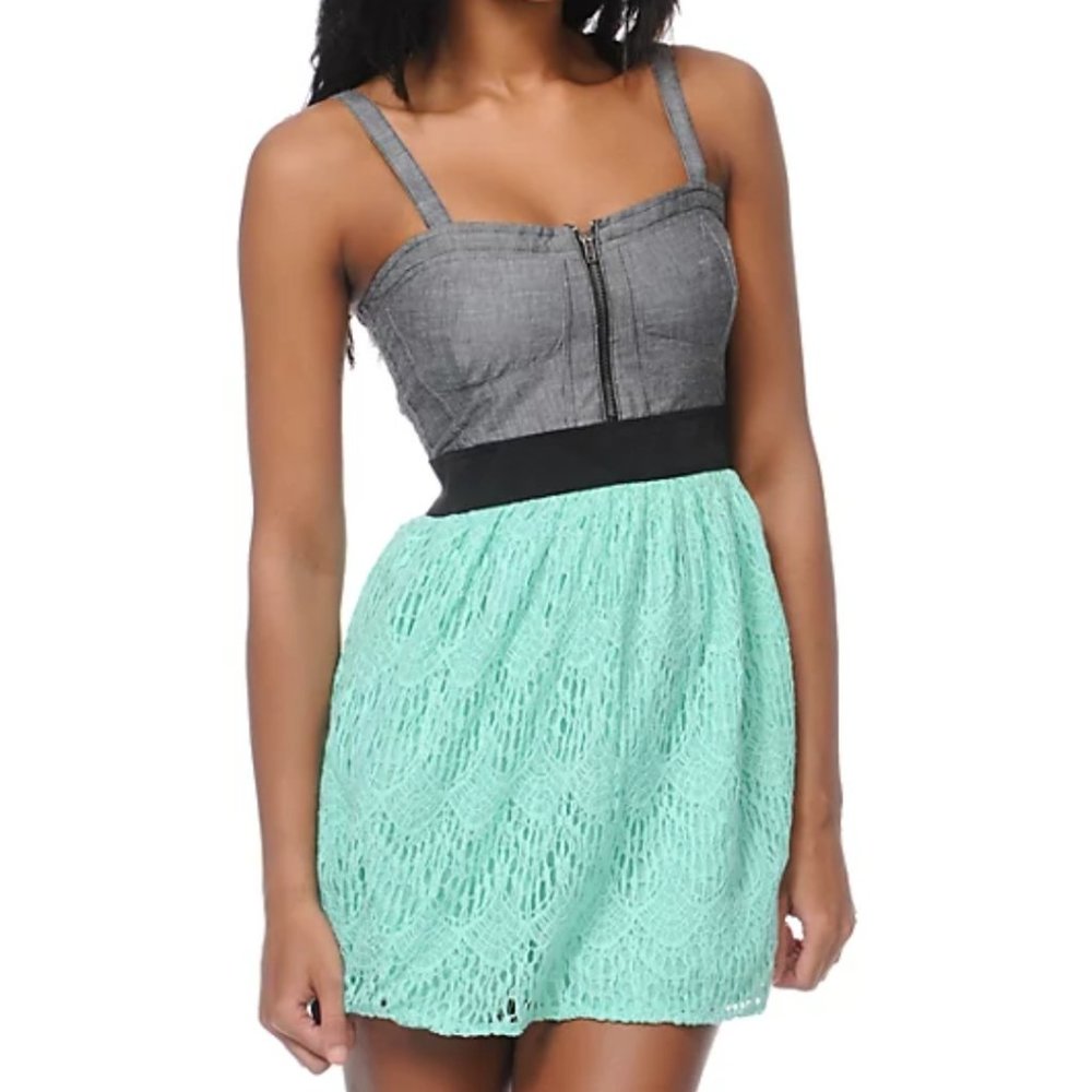 Empyre Tula Mint Crochet Zipper Dress